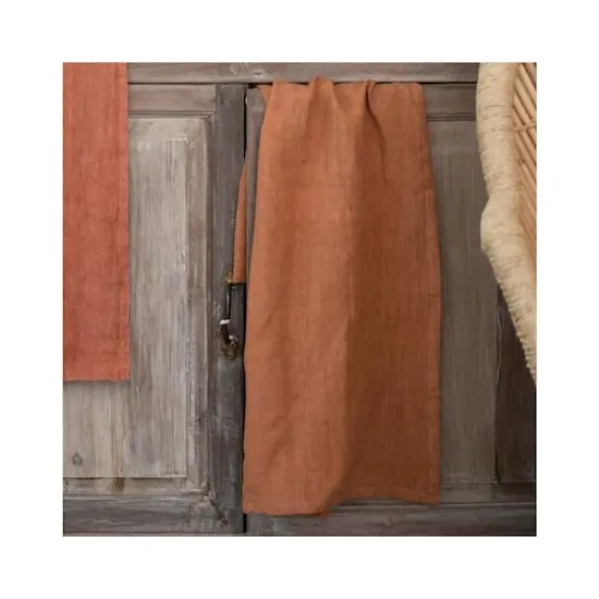 Hello Honey&reg; Stonewashed Linen Decorative Tea Towel Rust {3}