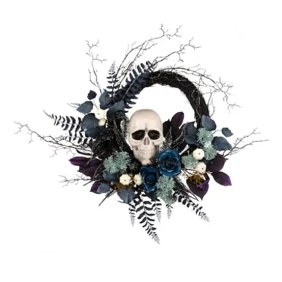 24" Halloween Flower & Skull Wreath {1}