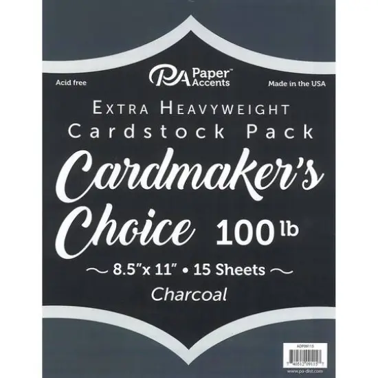 PA Paper&trade; Accents 100 lb. Cardmakers Choice 8.5" x 11" Cardstock, 15 Sheets Charcoal {1}