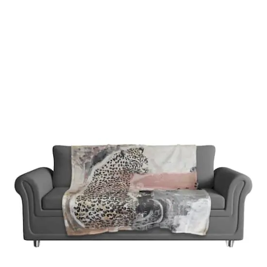 Jungle Cat Abstract 50" x 60" Coral Fleece Blanket {4}