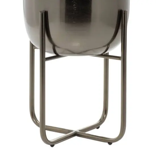 Metal Contemporary Stand Planter Set Black {4}