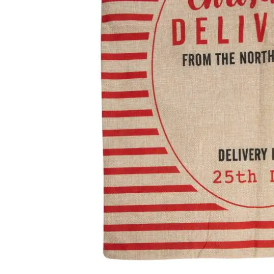 27" Beige & Red Striped Christmas Delivery Tie Gift Bag {5}