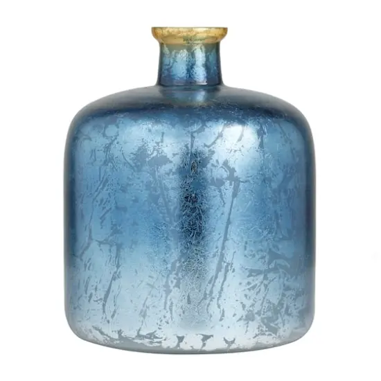 Blue Glass Coastal Vase, 12" x 10" x 10" {6}