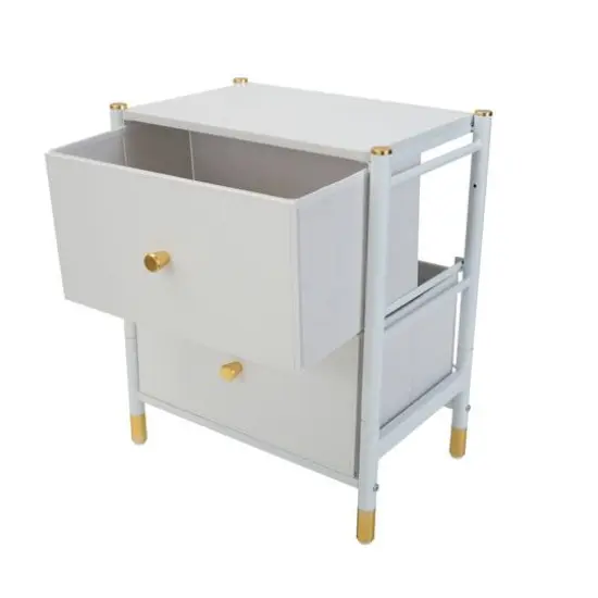 Simplify 2 Drawer Luxury Nightstand White {7}