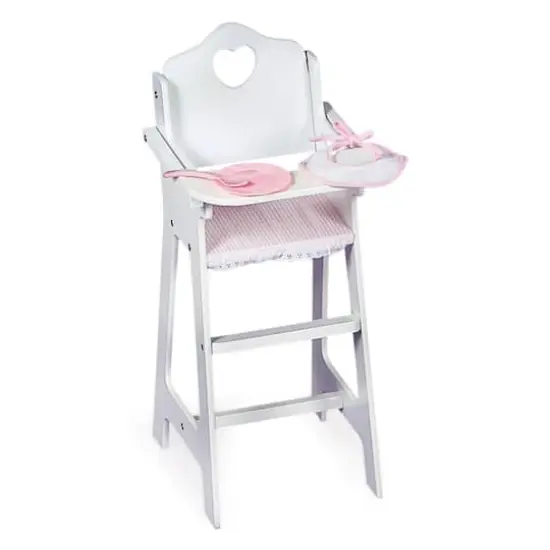 Badger Basket White & Pink Gingham Doll High Chair with Accessories {1}