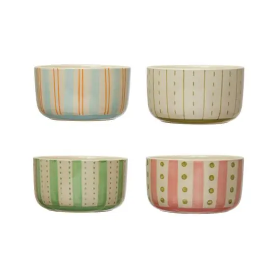 Hello Honey&reg; Multicolor Painted Stripes Stoneware Bowl Set {1}