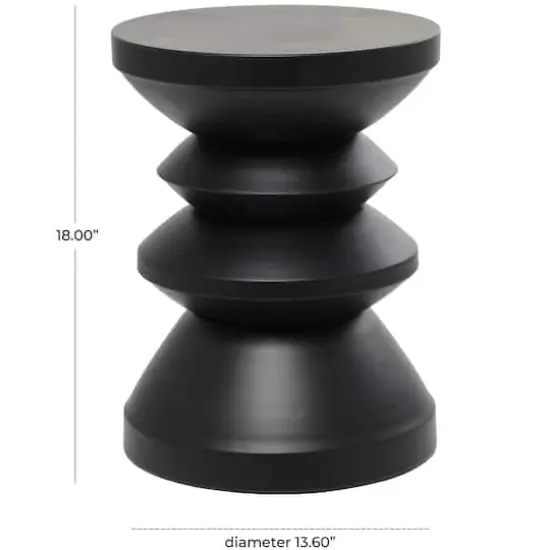 18" Black Metal Art Deco Inspired Accent Table {4}