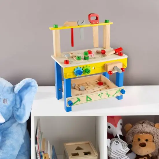Kids Wood Tabletop Toy Workbench Playset {8}