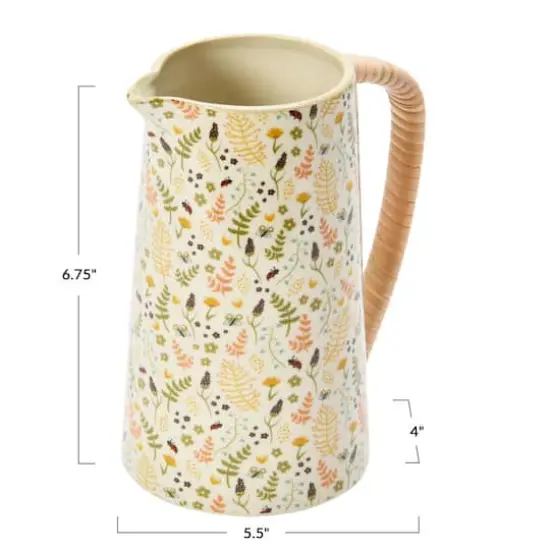 Hello Honey&reg; 6.75" Stoneware Pitcher with Rattan Wrapped Handle {7}