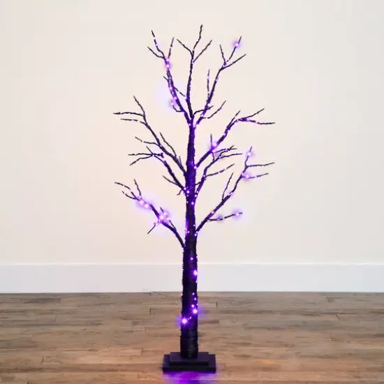 4ft. Pre-Lit LED Black Twig Artificial Halloween Tree {13}