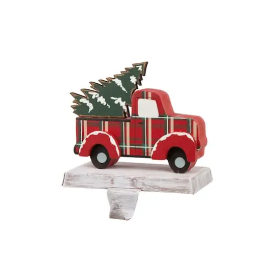 Glitzhome&reg; 6" Red Truck & Tree Stocking Holder {5}
