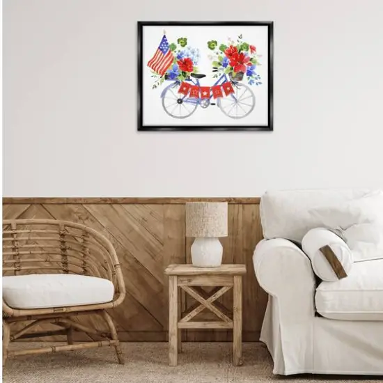 Stupell Industries Floral Americana Bicycle Floater Framed Art Black {3}