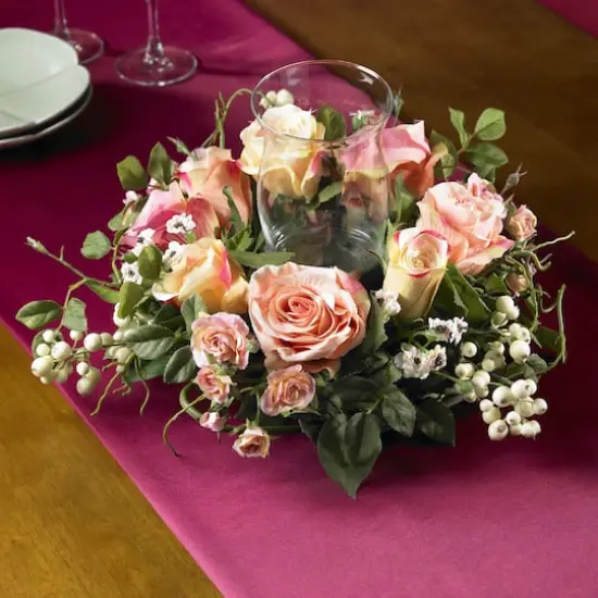 8.5" Rose Candelabrum Silk Flower Arrangement {4}