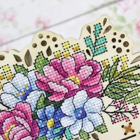 MP Studia Flowers Cross Stitch On Wood Kit {5}