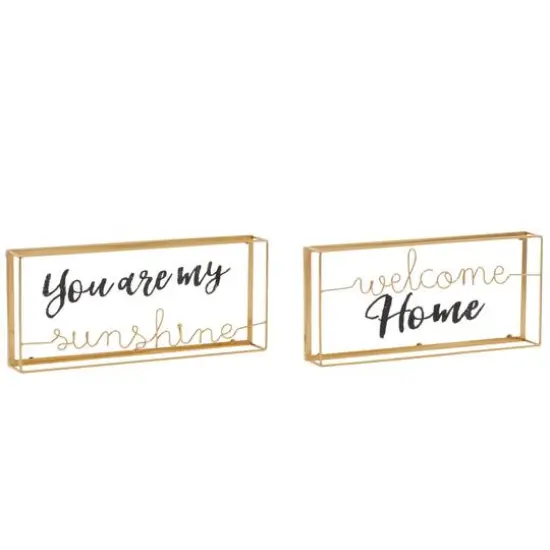 Gold Metal Contemporary Wall Sign Set {1}