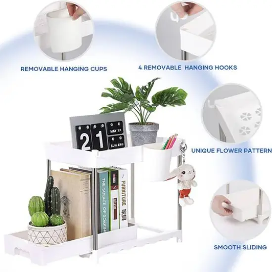 NEX™ 16" 2-Tier Under Sink Organizer with Sliding Drawer White {5}