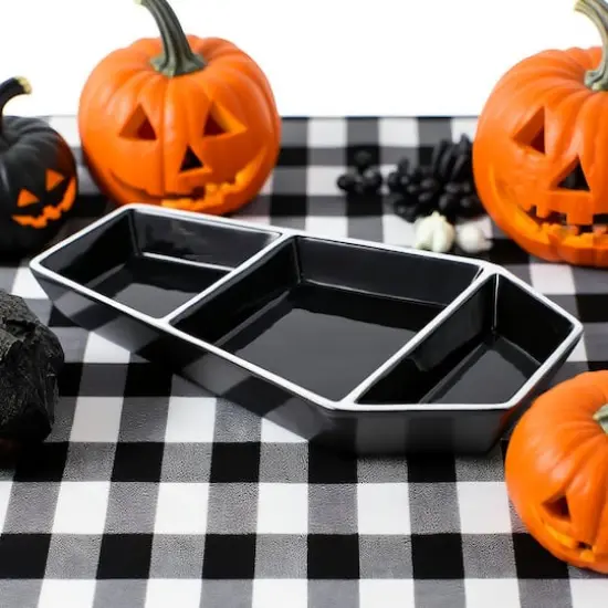 12" Black Coffin 3-Section Ceramic Platter by Ashland&reg; {4}