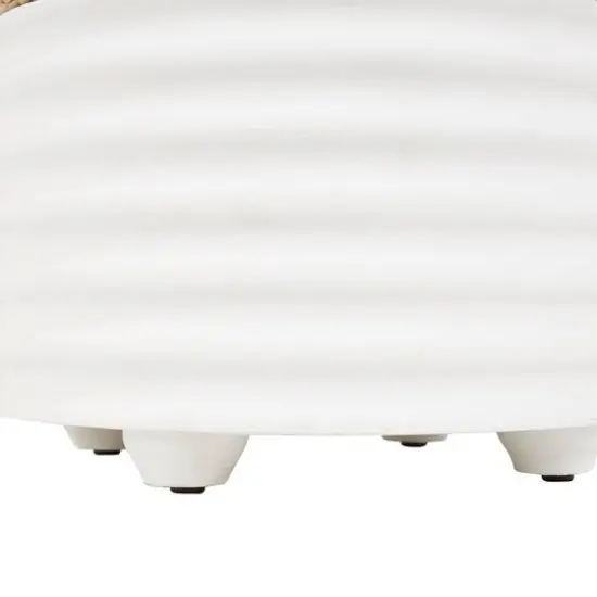 18" Two-Toned Stool with Seagrass Top White {6}