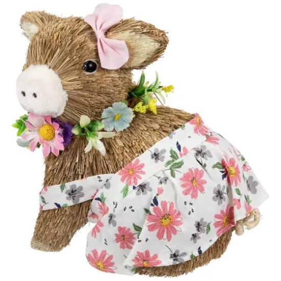 7" Girl Piglet with Floral Dress Spring Figurine {6}