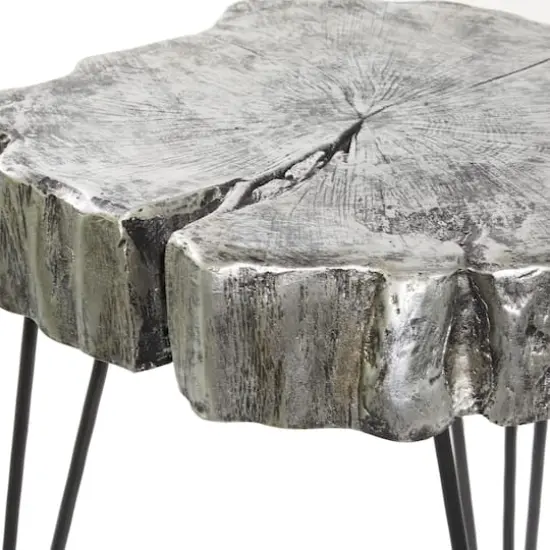 26" Polystone & Metal Modern Accent Table Gray {5}