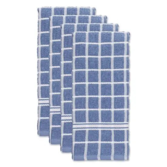 DII&reg; Solid Windowpane Terry Dishtowels, 4ct. Stonewash Blue {5}