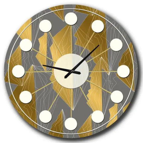 Designart 'Golden Polygon Pattern Mid-Century Modern Wall Clock {3}