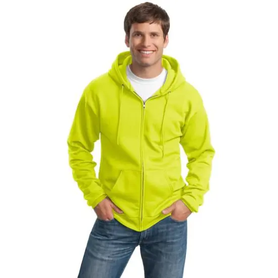 Port & Company&reg; Tall Essential Fleece Full-Zip Hooded Sweatshirt Safety Green {3}
