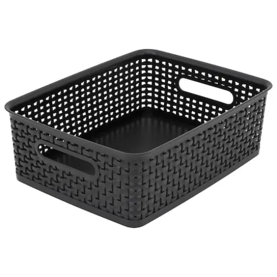 Advantus&reg; Medium Black Plastic Weave Bin, 2ct. {4}