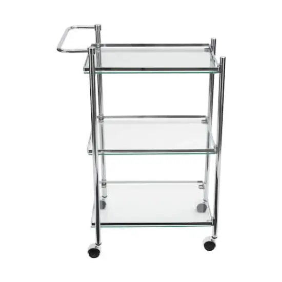 Organize It All Chrome 3-Tier Tempered Glass Rolling Serving Cart {3}