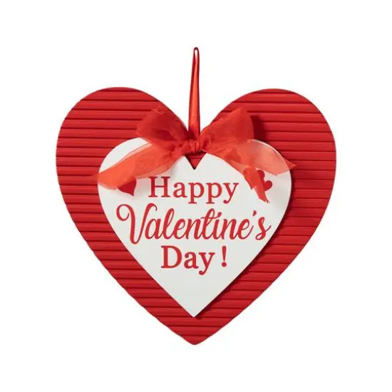 Glitzhome&reg; 13.5" Valentine's Wooden Heart Door Hanger {1}