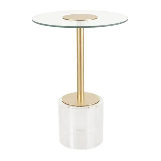 22.5" Clear Acrylic Accent Table with Elevated Base & Gold Stand {7}