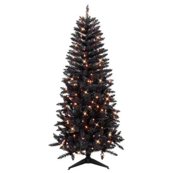 6ft. Pre-Lit Black Carson Pine Artificial Christmas Tree, Clear Lights {1}
