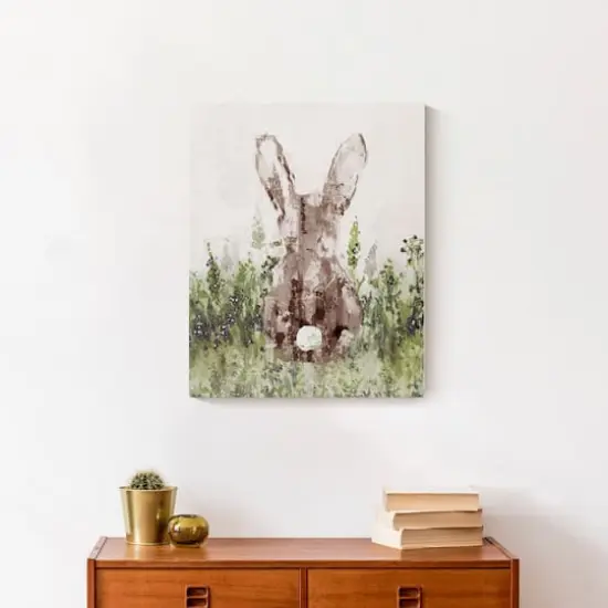 16" x 20" Bunny in Field Canvas Wall Art {3}