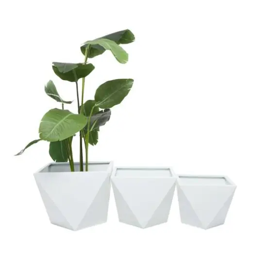 White Modern Planter, Set of 3" 18", 16", 15" {5}