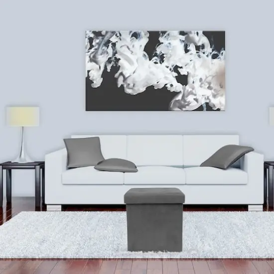 Sorbus 15" Faux Suede Storage Ottoman Cube Gray {5}