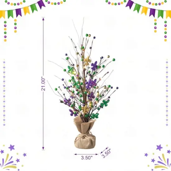 Glitzhome&reg; 21" Lighted Mardi Gras Fleur-de-Lis & Berry Table Tree {9}