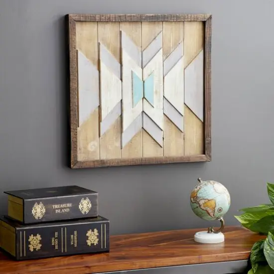 20" Multicolored Wood Farmhouse Abstract Wall Decor {8}