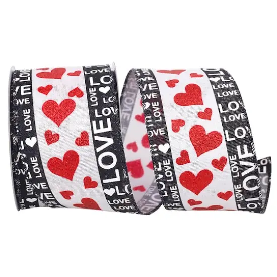 JAM Paper 2.5" x 10yd. Wired Love Edged Heart Glitter Ribbon {1}
