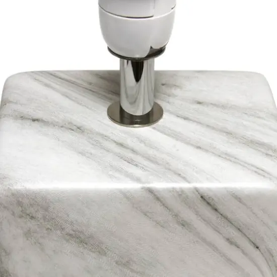 Simple Designs White Marbled Ceramic Table Lamp {8}