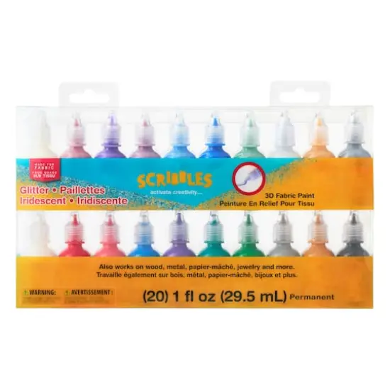 Scribbles&reg; Glitter & Iridescent 3D Fabric Paint Set {4}