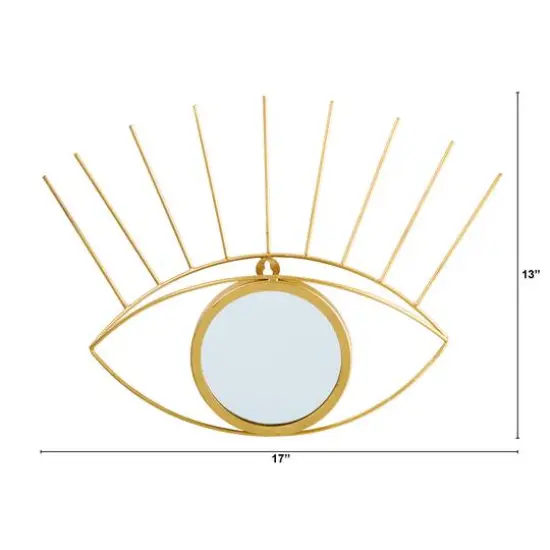 17" Gold Metal Glam Eye Wall Decor Accent Mirror {3}
