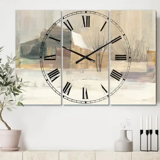 Designart Winter On The Farm Multipanel Wall Clock {3}