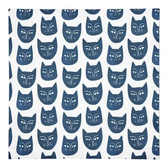 Blue Cat Face Pattern 10" x 10" Cotton Twill Napkin {1}