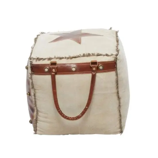 Brown Canvas Rustic Stool, 19" x 20" x 20" {6}