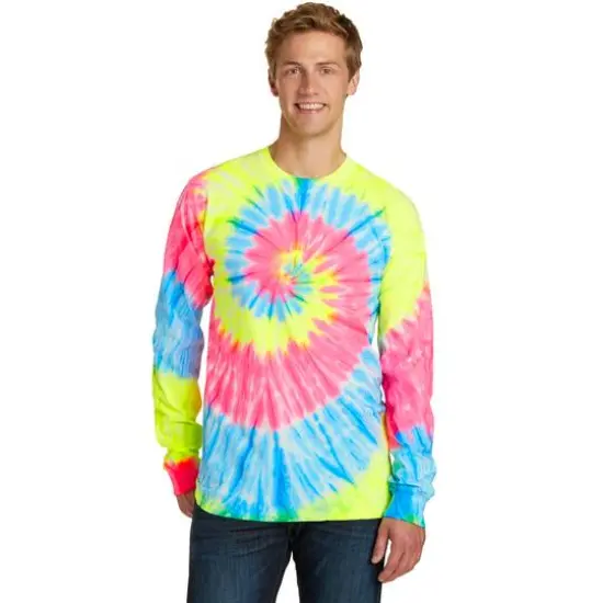 Port & Company&reg; Long Sleeve Tie-Dye Adult T-Shirt Multi {3}