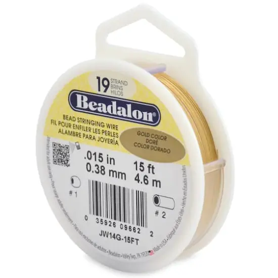 Beadalon&reg; 0.38mm Gold 19 Strand Bead Stringing Wire, 15ft. {1}