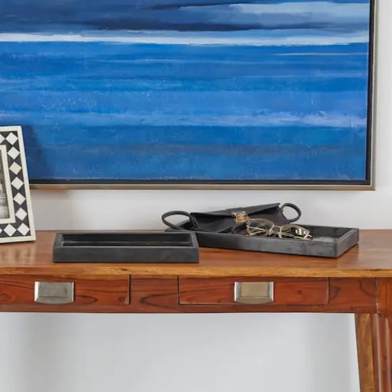 CosmoLiving by Cosmopolitan Black Marble Tray Set {3}