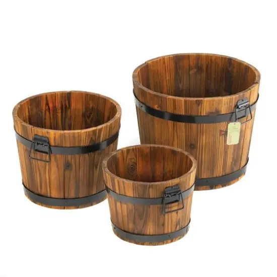 3 Apple Barrel Planters Set {7}