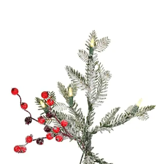 5.5ft Pre-Lit Frosted Berry Potted Pine Artificial Christmas Tree, Warm White Dura-Lit LED Lights {4}