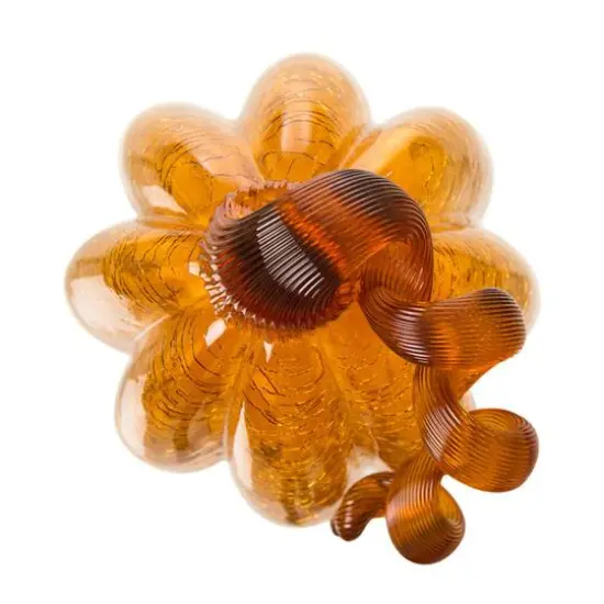 Glitzhome&reg; Tall Crackle Glass Pumpkin, Amber {12}